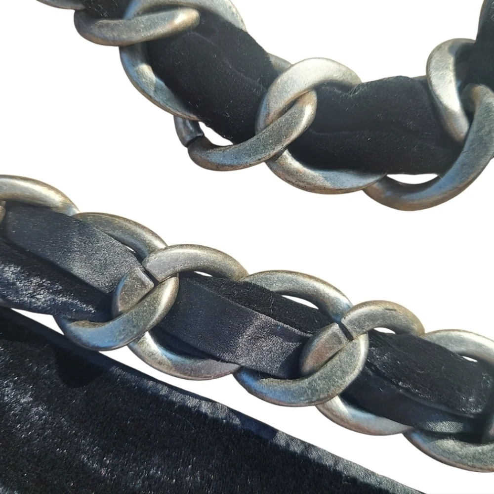 Rare Vintage Juicy Couture Black Velvet  Chain Belt